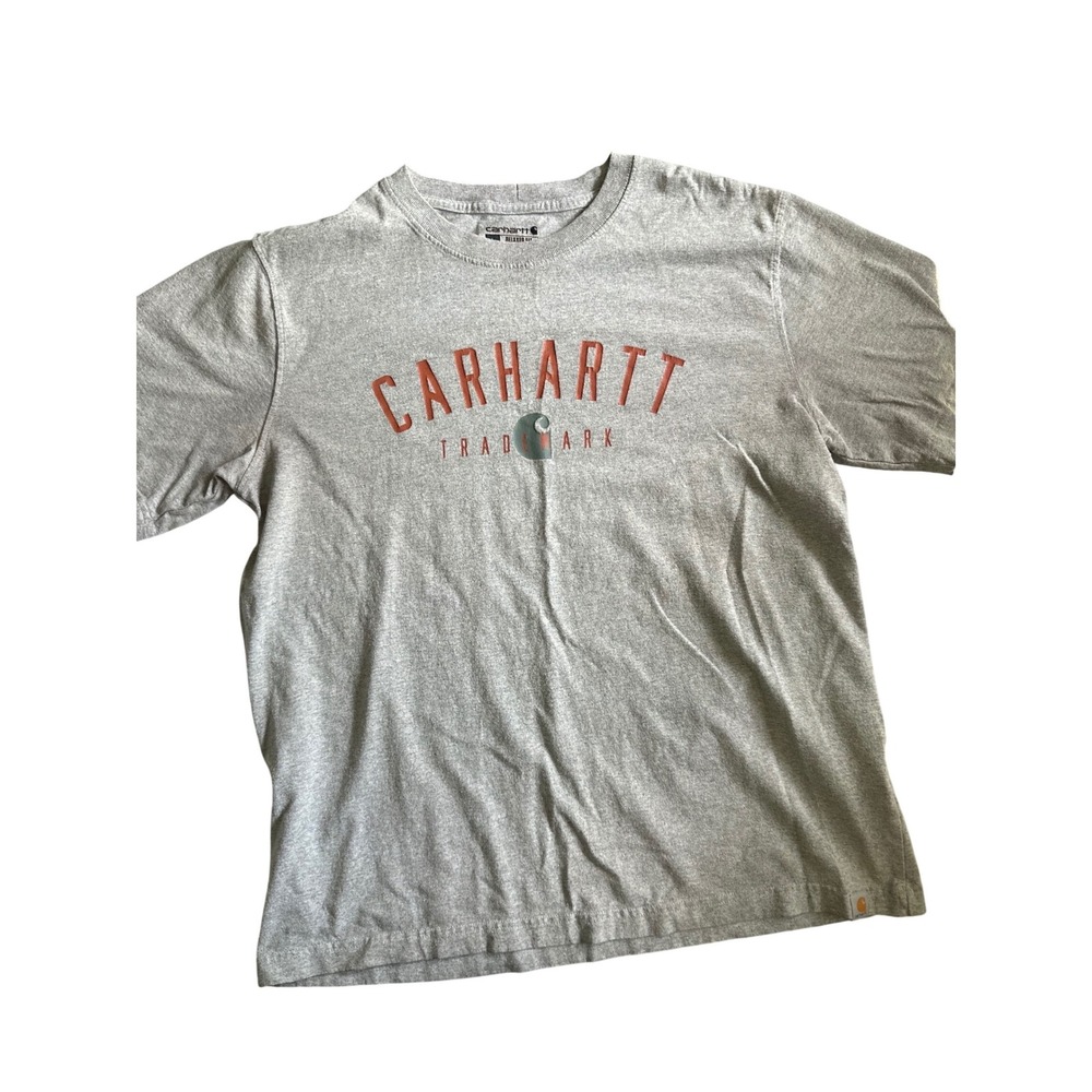 Carhartt Mens Relaxed Fit Graphic T-Shirt Gray Short Sleeve Logo Size L